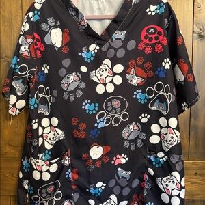 Paw print scrub top
